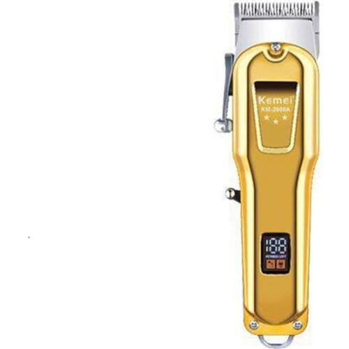 Kemei hair trimmer KM-2600A USB rechargeable hair clipper cordless haircut machine beard trimmer metal body LCD display 2200mA
