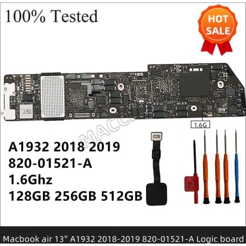 Logic board for MacBook Air 13.3 a1932 2018 2019 820-01521-A with Touch ID Core i5 1.6 GHz 8GB 128/256GB EMC 3184 MOTHERBOARD