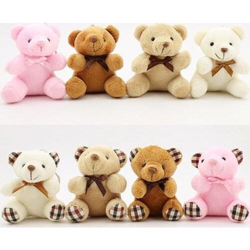 Cute Girls Pompom Teddy Bear Toy Keychain Women Plush Fur Cartoon Bear Key Chain on Bag Car Doll Trinket Jewelry Wedding Gifts