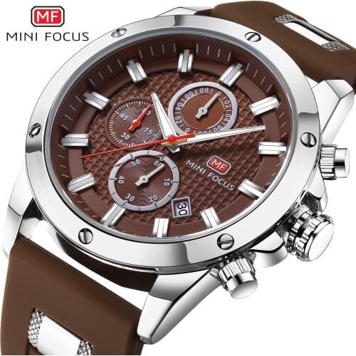MINI FOCUS Mens Watches Top Brand Luxury 2020 Sport Quartz Mens Watch Rubber Strap Waterproof Chronograph Calendar Relógio
