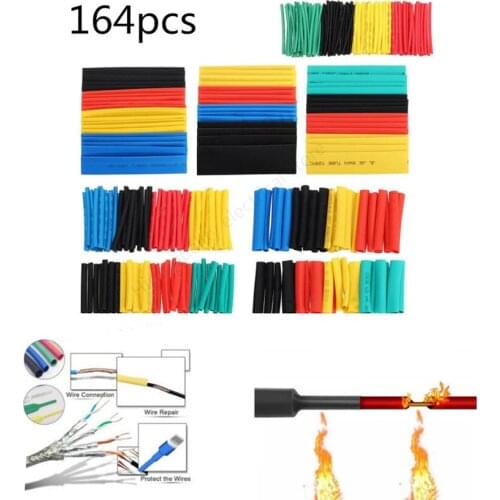 164pcs Set Polyolefin Shrinking Assorted Heat Shrink Tube Wire Cable Insulated Sleeving Tubing Set