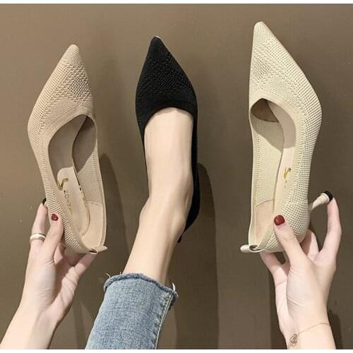 2021 New Set of Foot Single-heeled Heeled Rubber Pointed Shallow Mouth-heeled Sandals