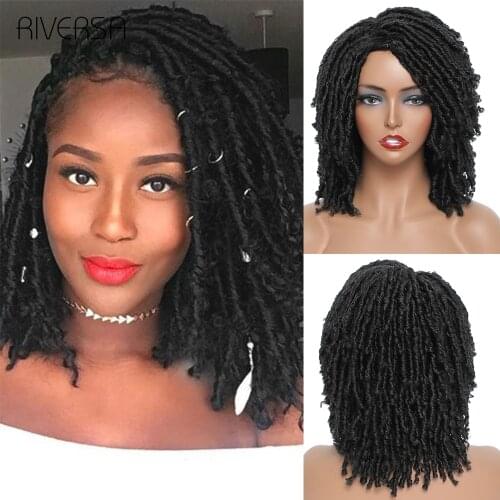 Faux Locs Dreadlocks Crochet Twist Hair Wigs Soft Bouncy Curly Short Synthetic Wigs For Black Women Afro Crochet Locs Black Wigs