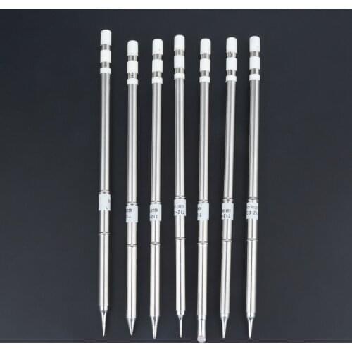 7pcs T12 Solder Iron Tip For HAKKO FX-950 FX-951 Soldering Rework Station T12-C1 T12-ILS T12-C4 T12-BCF1 T12-B T12-D12 T12-BC1