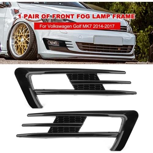 Front Fog Lamp Frame Decoration Cover Trim 2 Pcs For Volkswagen Golf MK7 2014-2017 ABS Car Exterior Accessories Bright Black