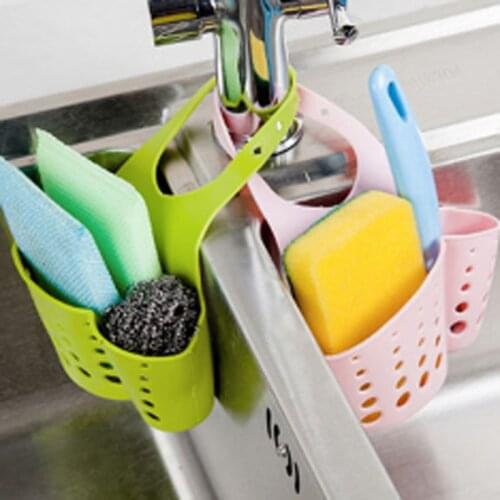 Plastic Snap-on Sink Drain Basket Multifunction Faucet Hanging Basket For Home Durable Sink Hanging Basket Kitchen Accessories