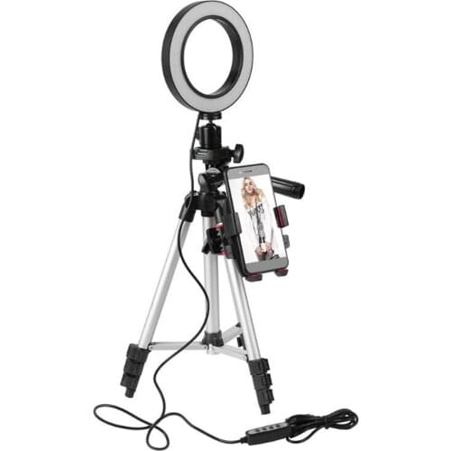 Portable 5.7-Inch Led Ring Light With Tripod Live Fill Light Selfie Flash Ring Light + Mobile Phone Holder Bracket