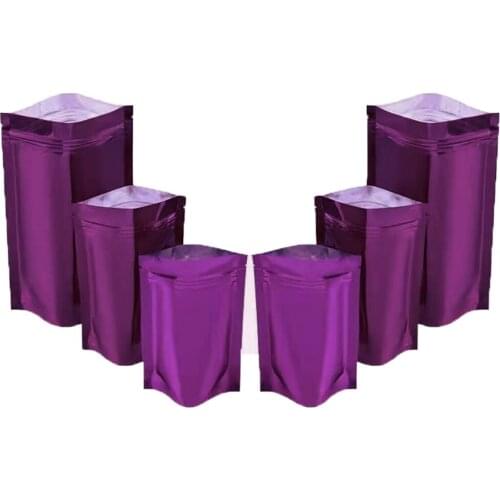 1000Pcs Purple Self Sealable Pouches Stand Up Aluminum Foil Zip Lock Package Bag Waterproof Mylar Foil Candy Tea Powder Pack