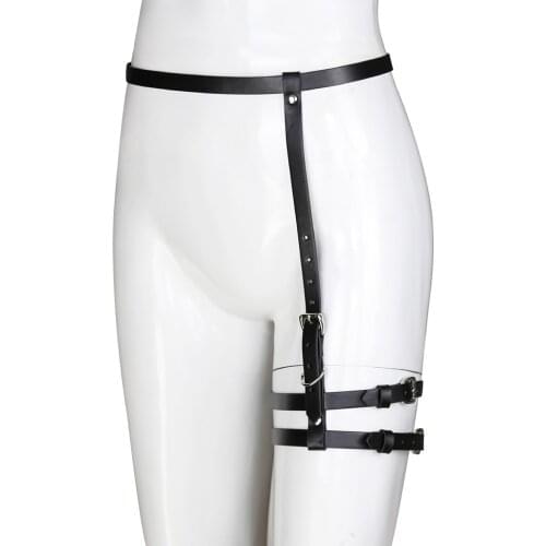 Adjustable Waist Garter Belt PU Leather Womens Single Leg Body Harness Belt