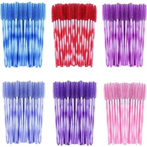 50Pcs/lot Colorful Eyelashes Brush Plastic Handle Eyebrow Brush Mascara Wands Applicator Spoolers Eyelash Extension Makeup Tool