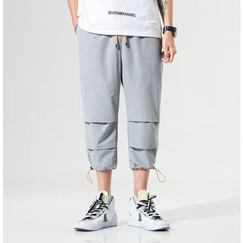 Mens Shorts Pants 2021 Casual Summer Elastic Waist Solid Shorts for Men Black Gray Mens Clothing Fashion Pockets Harem Pants