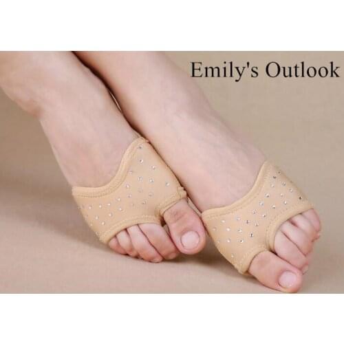 Women Ballet Belly Dance Foot Thong Dance Paw Shoes Half Sole Diamond Decorated Size 34-41(us3.5-10.5) Free Shipping