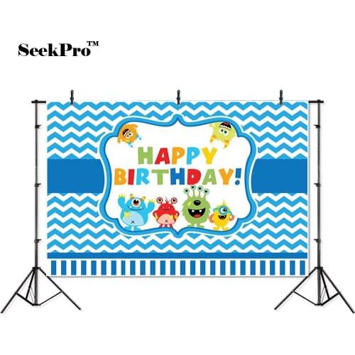 Thin vinyl monster stripe happy birthday baby children photo Backgrounds Printed Professional Photographic studio Backdrops