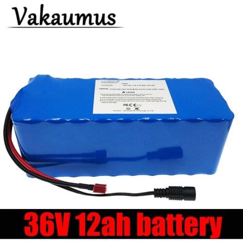 Vakaumus New/36v Battery Pack Ebike 18650 42V 12000Mah With 15 A BMS T Plug High Capacity 12ah 10S 4 P For 250W 350W 500W Motor