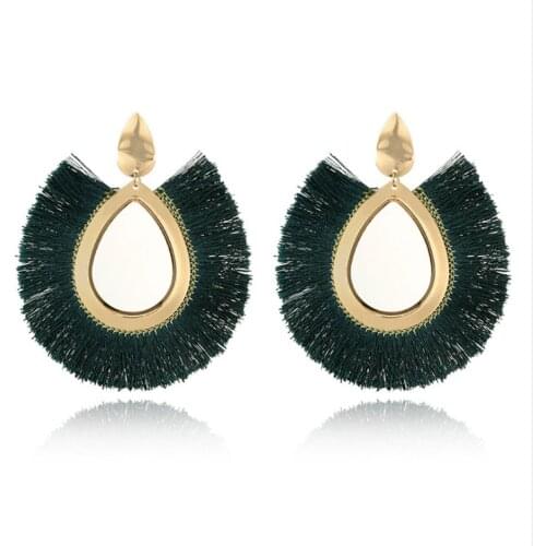 Vintage European and American fashion trend fringes multicolored fan shape retro earrings ear drop