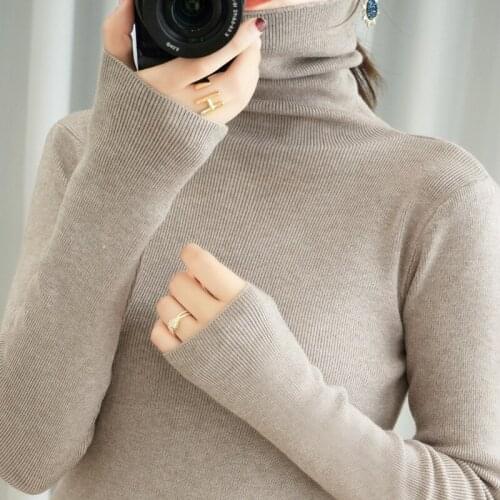 Knitted Sweater Autumn Winter Tops Turtleneck Pullovers Casual Sweaters Women Shirt Long Sleeve Short Slim Girls
