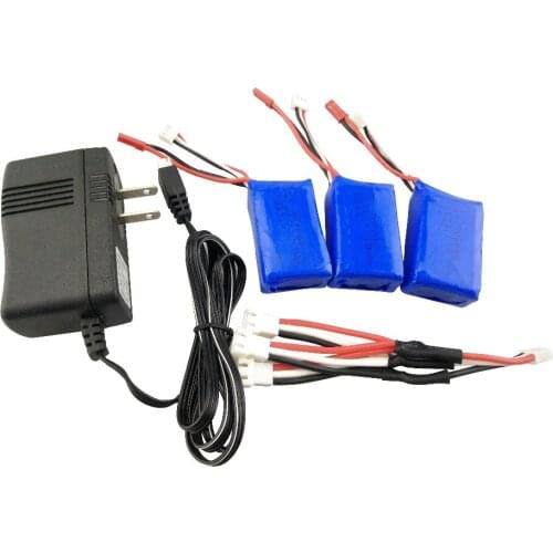 Wltoys 3 x 1100mAh 25C Battery Charging Set 7.4V Charger With Charging Cable For Rc Car Parts A949 A959 A969 A979 L959