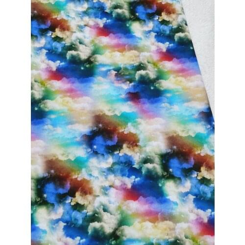 Brilliant Rainbow Cloud walking in Sky Colorful Cotton Fabric little Bird Patchwork Textile Tissue Home Clothing Home Decoration
