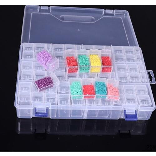 56/68 Grids Diamond Embroidery Storage Box Bins Medicine Diamond Painting Accessory Boxes Case Cross Stitch Tools Organizer