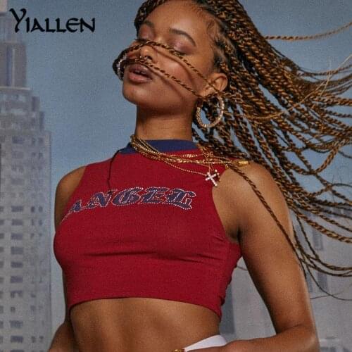 Yiallen New Fashion Letter Women Crop Top Tanks Patchwork Bodycon Sexy Streetwear Casual Party Club 2021 Summer Clothes