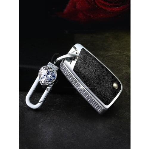 Women Leather Car Key Case For VW Volkswagen MK7/GTI 7/Golf 7/Golf R Skoda Octavia A7 SEAT Folding Remote Fob Cover Keychain
