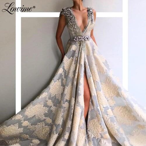 V Neck Beaded Wedding Party Dress 2020 Custom Capped Sleeves Women Evening Gown Arabic Abendkleider Sexy Prom Dresses Vestidos