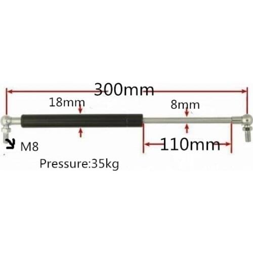 1pcs 300mm Hole Distance 110mm Stroke Gas Spring 35KG Force Ball Joint Lift Strut Damper for Furniture Car Gas Strut Door