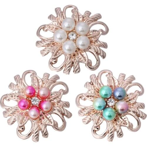 10pcs/lot New Snap Jewelry Pearl Flower Snap Buttons Fit DIY 18mm Snaps Bracelet Button Jewelry ZA3054A