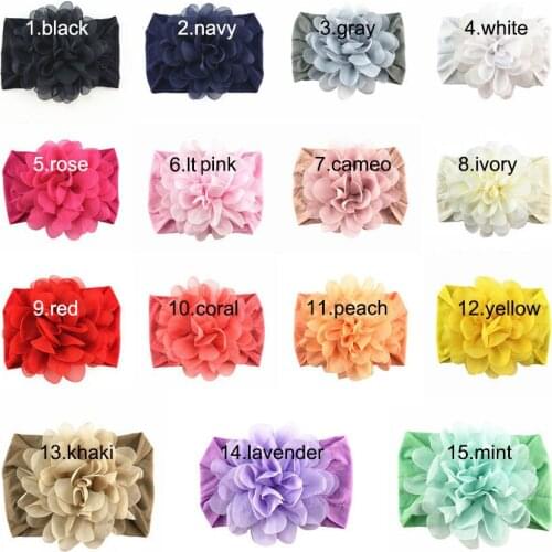30pc/lot Kids Wide Nylon Headbands Chiffon Flower Match Nylon Headbands Children Girls Hair Accessories