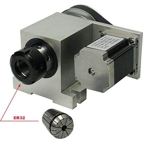 4th axis harmonic drive reducer Rotary axis A aixs with ER32 Collet chuck for cnc router cnc milling machine