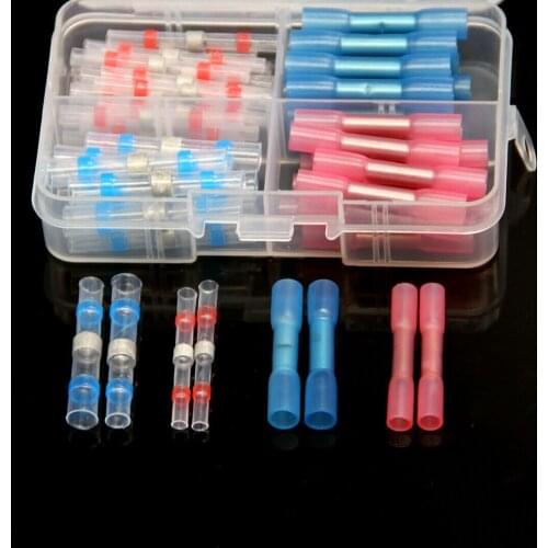 50Pcs Insulated Heat Shrink Wire Butt Connectors Solder Seal Sleeve Wire Crimp Terminals Connector Waterproof 0.5-2.5 mm2