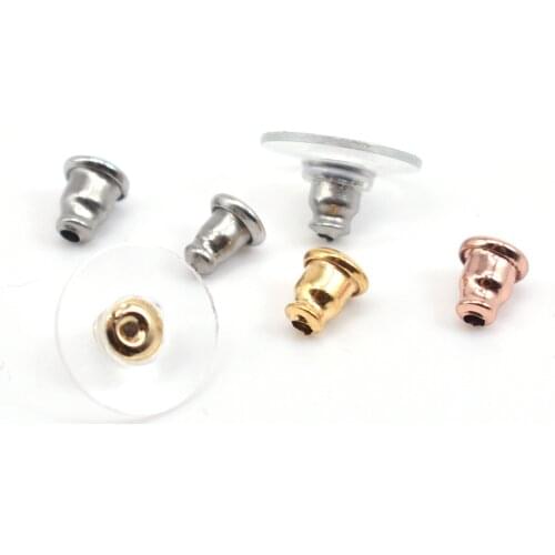 50pcs/lot 316L Stainless Steel Hypoallergenic Earring Bullet Back Stopper Accessories for DIY Earring Jewelry Making Components