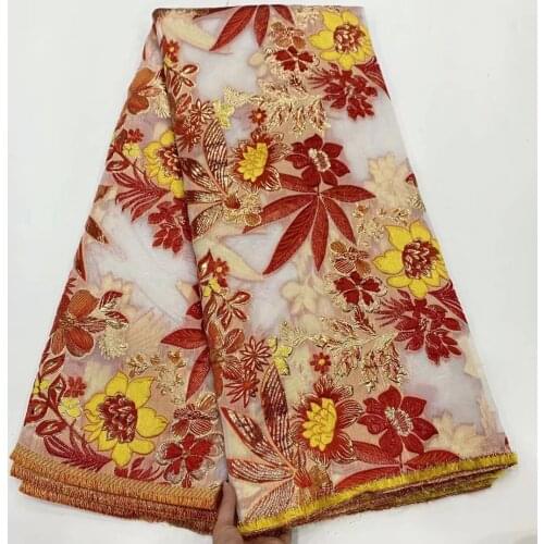 9 colors (5yards/pc) Newest African mesh lace fabric wonderful flowers jacquard net lace for party dress JZZ036