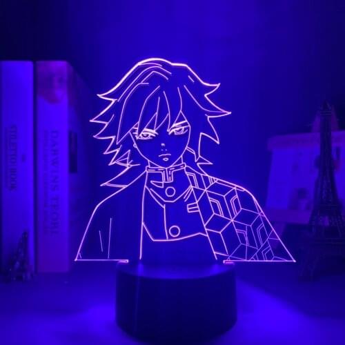 Anime Led Lamp Kimetsu No Yaiba Giyu Tomioka for Bedroom Decoration Night Light Gift Manga 3d Light Demon Slayer Room Decor