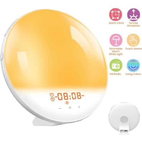 Digital Alarm Clock FM Radio Wake-up Alarm Clock 7 Color Change Light White Noise Snooze Desktop Electronic Table Clocks