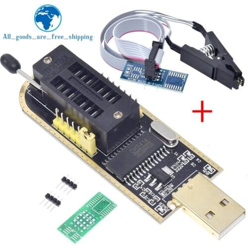 TZT CH341A 24 25 Series EEPROM Flash BIOS USB Programmer Module + SOIC8 SOP8 Test Clip For EEPROM 93CXX / 25CXX / 24CXX