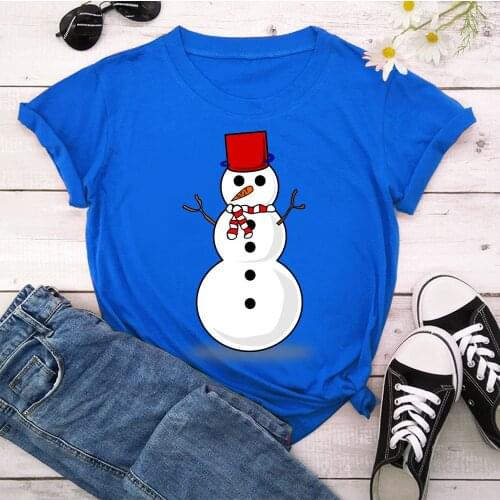 Snowman Women T-shirts 90s Printing Summer Autumn Print Lady Womens Stylish T Top Shirt Girl Tee T-Shirt TX8388