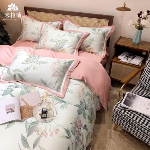 Cotton American Printing 60 Long-Staple Cotton Four-Piece Set Bare Sleeping Pure Cotton Bed Sheet Duvet Cover Fitted Sheet