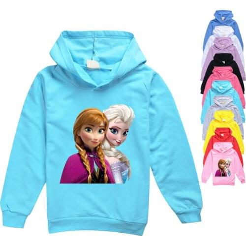 Autumn New Frozen Anna Elsa Baby Girls Cotton Hoodies For Toddlers Printing Cartoon Casual Sports Tracksuit Children Clothing