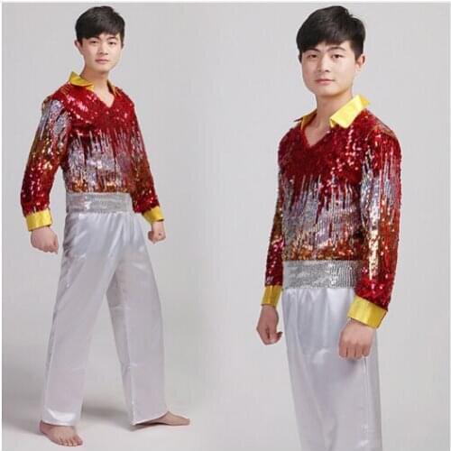 Adult male modern dance clothing costumes Jazz Dance Latin Rumba Dance clothing fashion stage new special suit