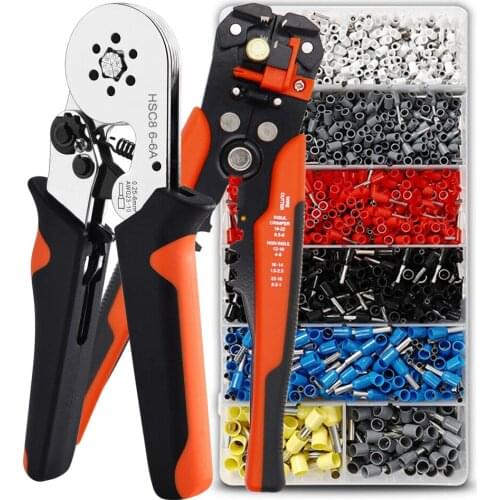 Multifunctional Wire Stripper Crimping Tool Kit,HSC8 6-6/6-4A Pliers Self-Adjusting Ferrule Cutter Crimper,For Tube Terminal