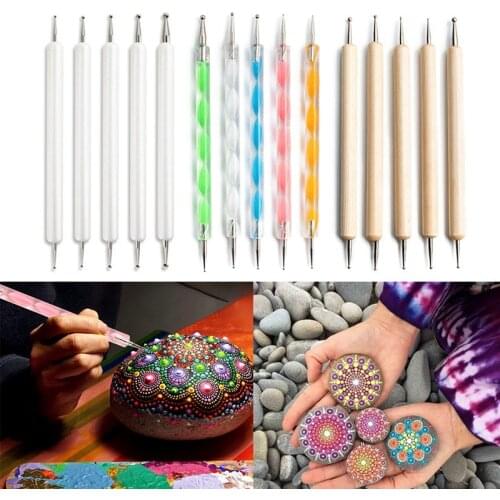 15Pcs Dotting Tools Set Ball Stylus Embossing Pattern Clay Sculpting Carving Modeling Tools Nail Art Mandala Rock Painting
