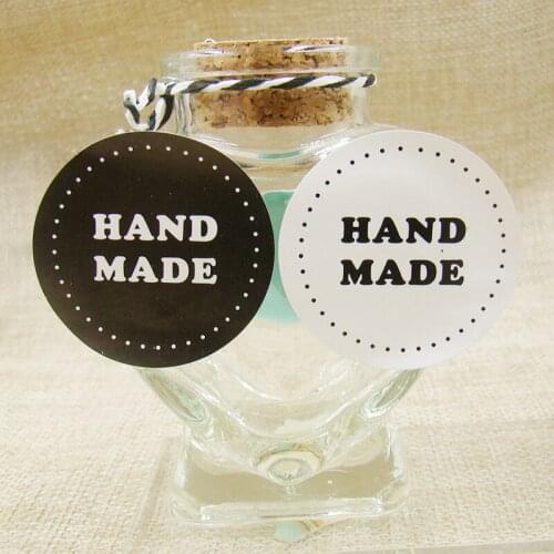 Handmade Sticker 112pcs/lot 35mm Vintage Stickers white/black Label Sticker mixed DIY Hand Made Gift Cake Baking tag label