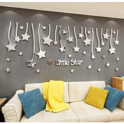 Star Wall Decals Mural For Kids Room Bedroom Wall Decoration Sticker For Living Room Office Bathroom Home Acrylic Decor
