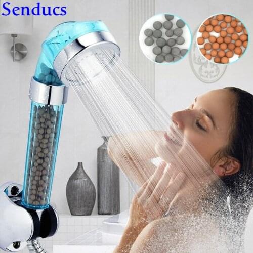 Senducs Bathroom Shower Head Anion SPA Bath Hand Shower Head Water Saving Rainfall Filter Hand Shower High Pressure Water Shower