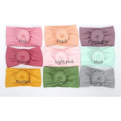 Round Knot Nylon Turban Head wrap, Wide Turban Headband Donut nylon headbands One size fits most