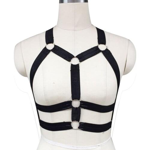 New womens gothic harness black body cage handmade harness bra women Lingerie Adult pole dance body harness cage bra