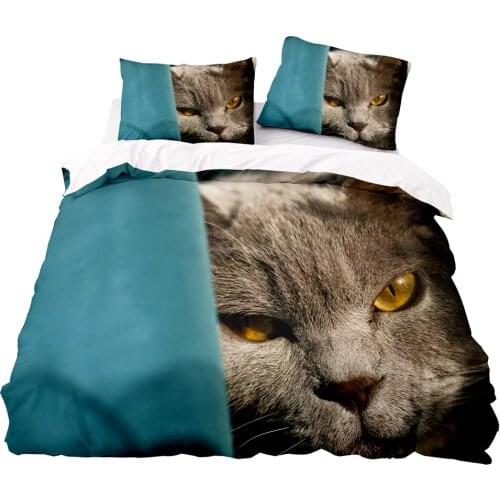Pensive Cat Pattern Duvet Cover 160x200 Pillowcase 3Pcs,228x228 Quilt Cover,Blanket Cover ,Extra Large HD Printing Bedding Set
