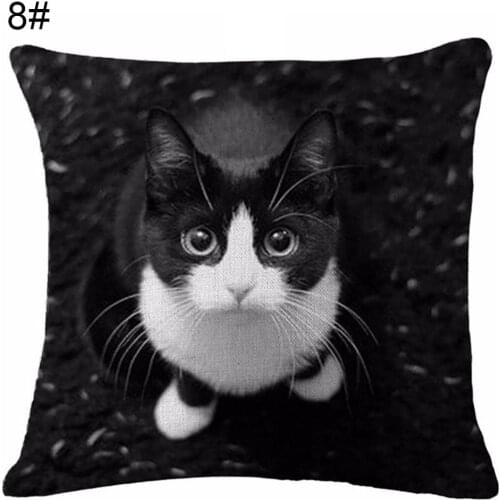 Lovely Cat Print Linen Pillow Case Cushion Throw Pillow Cover Home Sofa Cafe Decor Decorative Pillowcases Cushion Cover