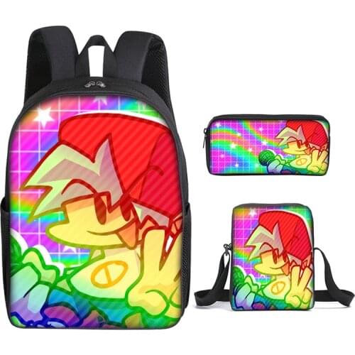3pcs Friday Night Funkin Backpack Shoulder Bag Pencil Case Printed School Bag Pencil Case Knapsack Boy Satchel Cute School Bags